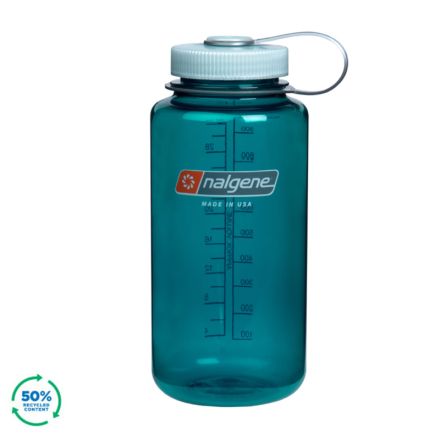 Nalgene Wide Mouth Sustain Water Bottle Trout Green w/Blue Cap 1L