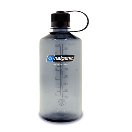 Nalgene Narrow Mouth Sustain Water Bottle Grey w/Black Cap 1L