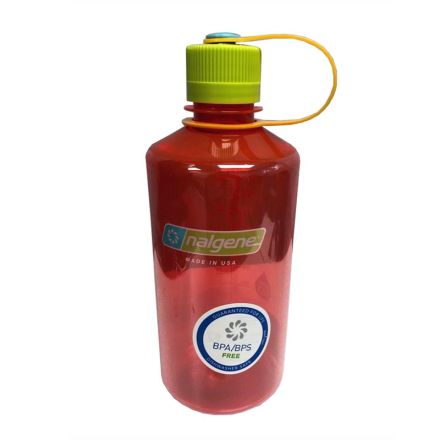 Nalgene Narrow Mouth Water Bottle Pomegranate w/Lime Cap 1 L