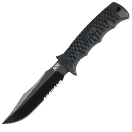 SOG Seal Pup Elite Partially Serrated Black TiNi Blade w/Kydex Sheath