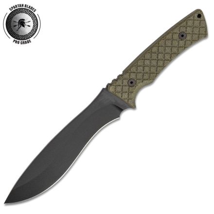 Spartan Machai Green Micarta Handle w/Black Epoxy Powder Blade Coating & Retention Sheath