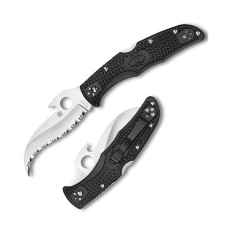 Spyderco Matriarch 2 Black FRN Handle w/EmersonOpener & Fully Serrated Satin Finished Blade