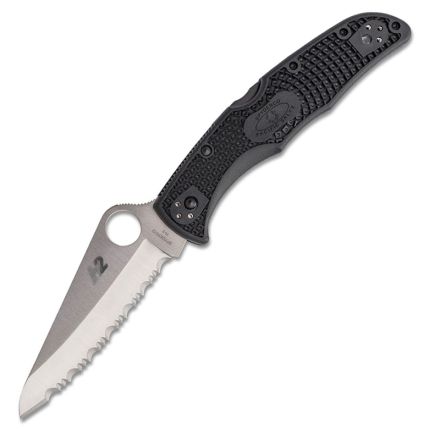 Spyderco Pacific Salt Lightweight Black FRN Handle w/H-2 Satin Finish Serrated Blade