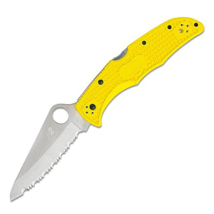 Spyderco Pacific Salt Lightweight Yellow FRN Handle w/H-2 Satin Finish Serrated Blade