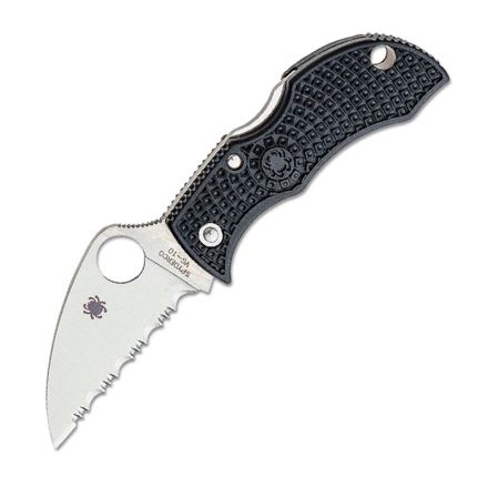 Spyderco Manbug Lightweight Black FRN Handle w/VG-10 Satin Wharncliffe Serrated Blade