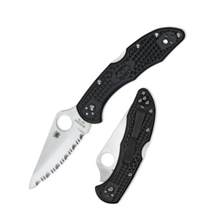 Spyderco Delica 4 Black FRN w/Satin Finish Serrated Blade