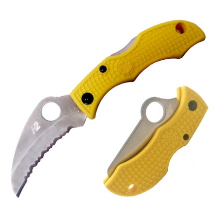 Spyderco LadyBug 3 Hawkbill Salt Yellow FRN w/H-1 Serrated Blade 