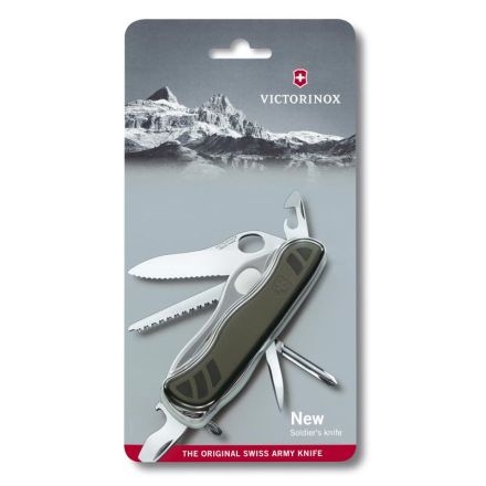 Victorinox Swiss Soldier's 08 Green/Black Knife Liner Lock Blade Serrated  111mm - Blister