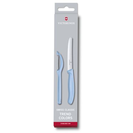 Victorinox Swiss Classic Trend Colours Paring Knife Set w/Universal Peeler 2 Piece - Light Blue