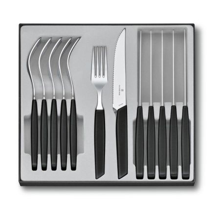 Victorinox Swiss Modern Table Set, 12 Piece w/Steak Knives Black - Giftbox