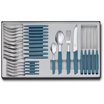 Victorinox Swiss Modern Table Set, 24 Piece w/Table Knives Blue - Giftbox