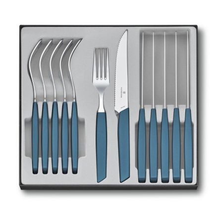 Victorinox Swiss Modern Table Set, 12 Piece w/Steak Knives Blue - Giftbox