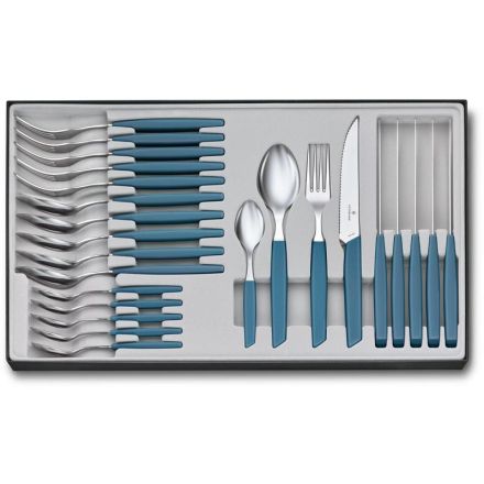 Victorinox Swiss Modern Table Set, 24 Piece w/Steak Knives Blue - Giftbox