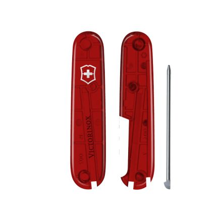 Victorinox Transparent Red Handle Scale Kit For 91mm Swiss Army Knife Plus Ball Pen