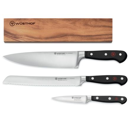 Wusthof Classic LTD Set 3 Piece Knife Set w/Wooden Magnetic Strip