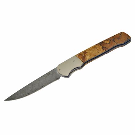 John Wilmot Folder - Poplar Burl w/DamaSteel Blade